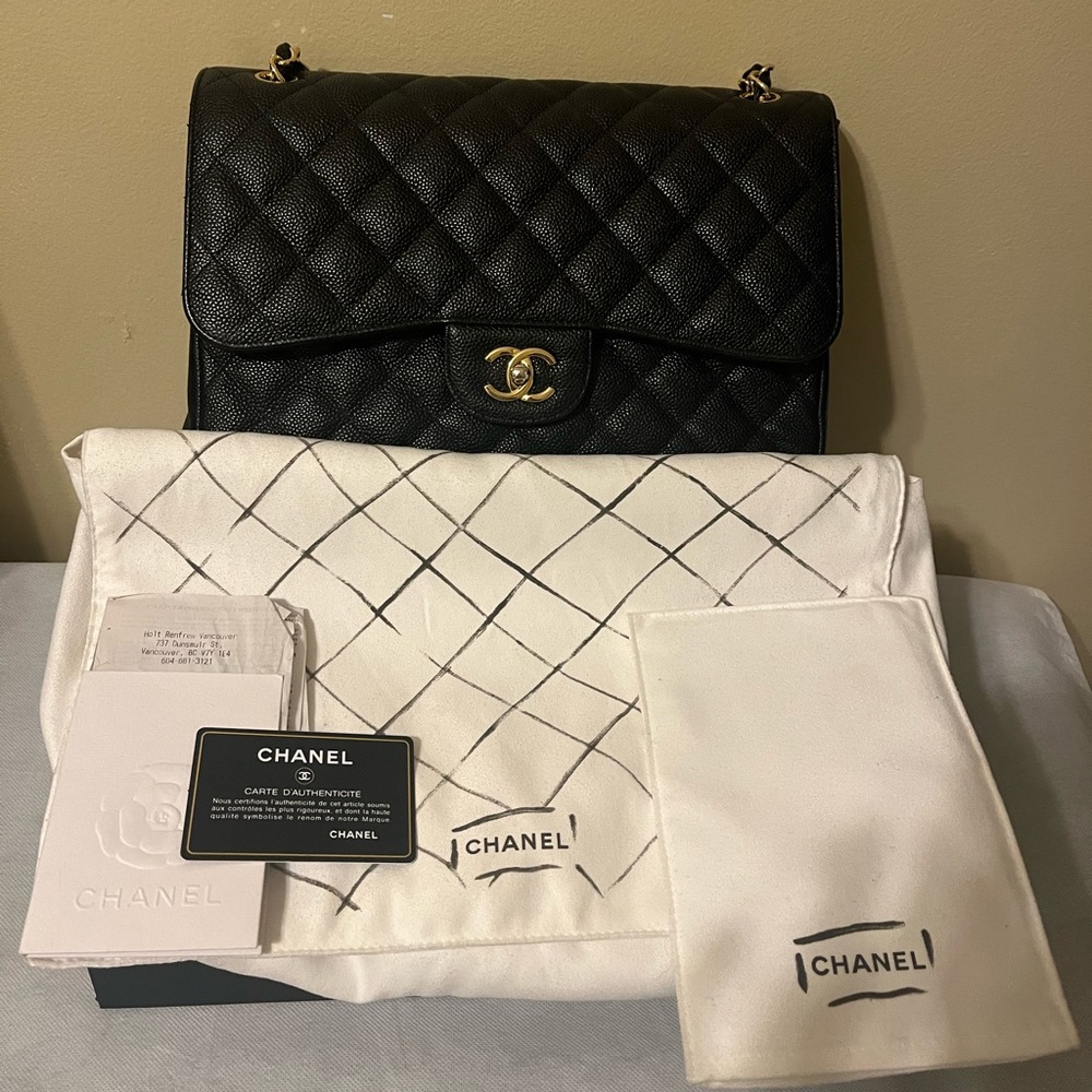 CHANEL 🖤 Classic Double Flap Black Caviar Leather with Gold 💛 Hardware